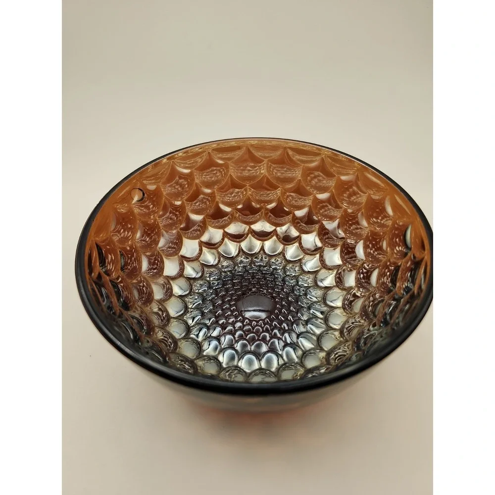 Antique Westmoreland Amethyst Carnival Glass Scales Pattern Bowl 1909 Iridescent